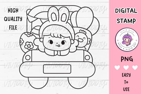 Download Easter Bunny Girl Digi Stamp Kawaii Png - Premium Resources