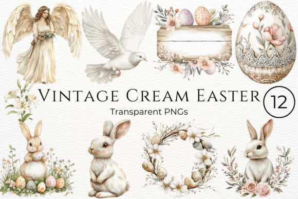 Download Vintage Cream Easter Watercolor Cliparts - Premium Resources