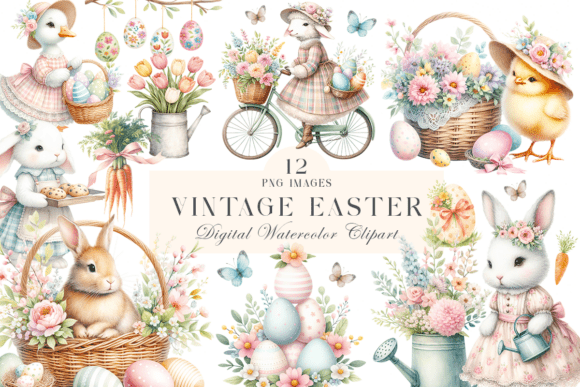 Download Vintage Easter PNG Clipart Bundle - Premium Resources